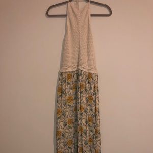 Crochet top open back maxi dress